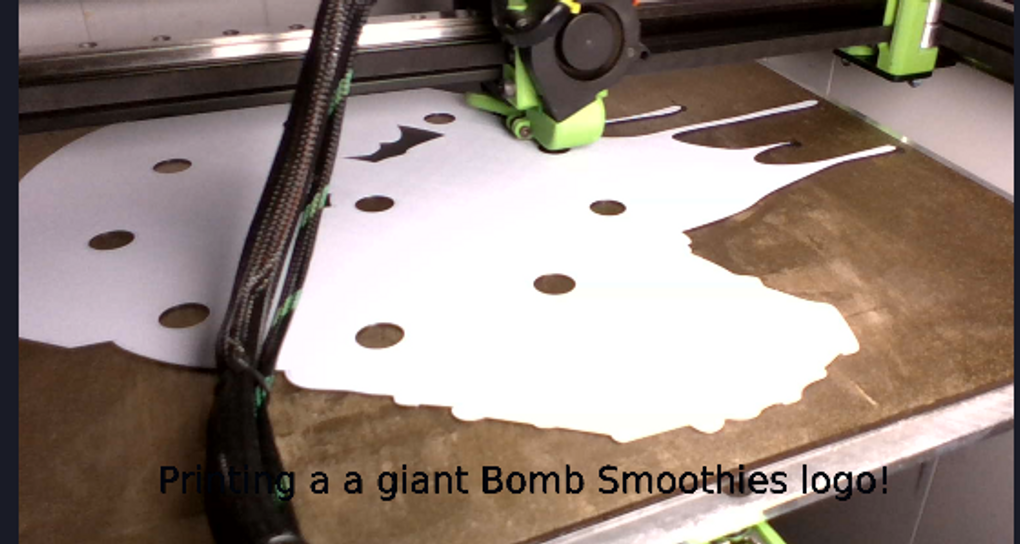 Printing a huge Bomb Smoothies Logo